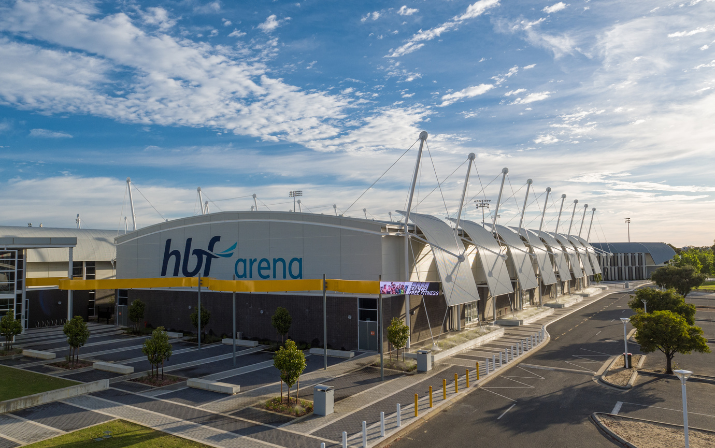 Aerial shot of HBF Arena in Joondalup, Perth